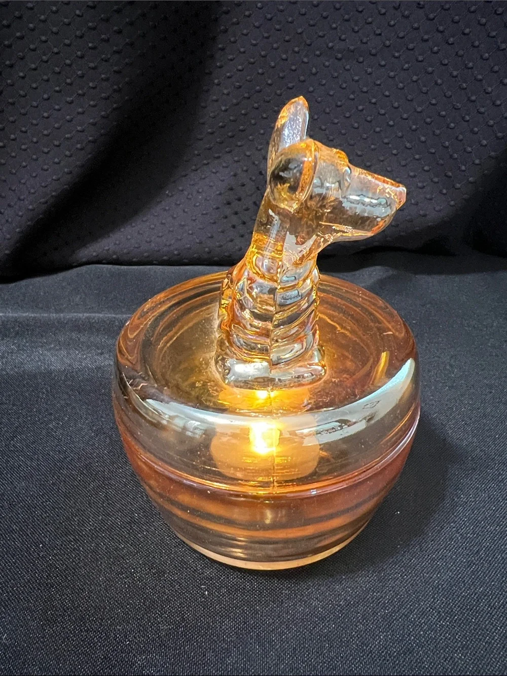 Jeanette Glass  marigold carnival glass trinket dish